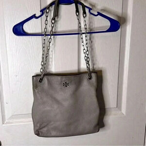 Tory Burch, Freda, Crossbody bag 11x10. magetic snap shiny silver pull through